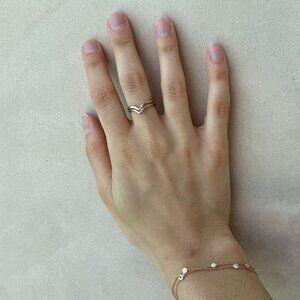 Minimalist Gold Chevron Stack Ring